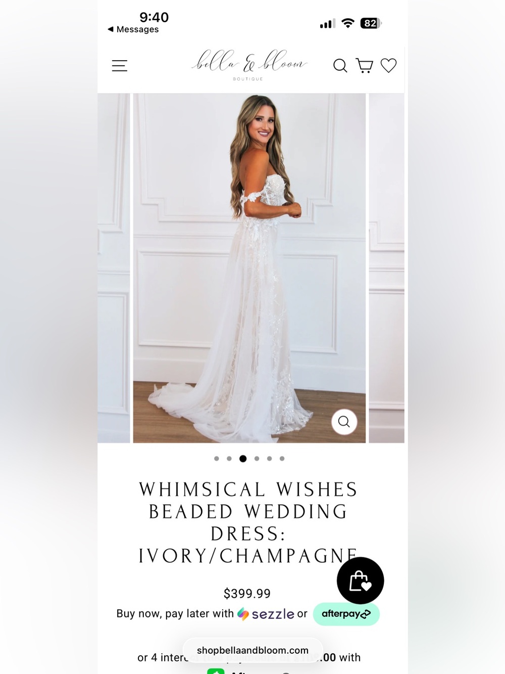 Wedding dress-White Off-Shoulder Lace Overlay Gown - Picture 3 of 5